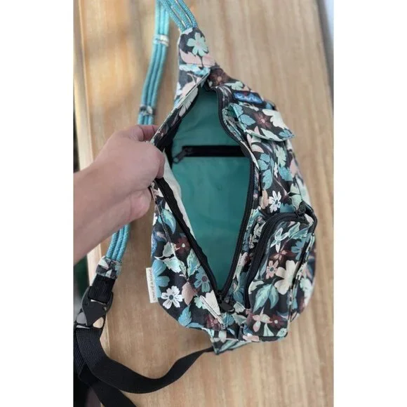 Kavu Floral Crossbody Bag - Teal and Brown - Picture 11 of 15